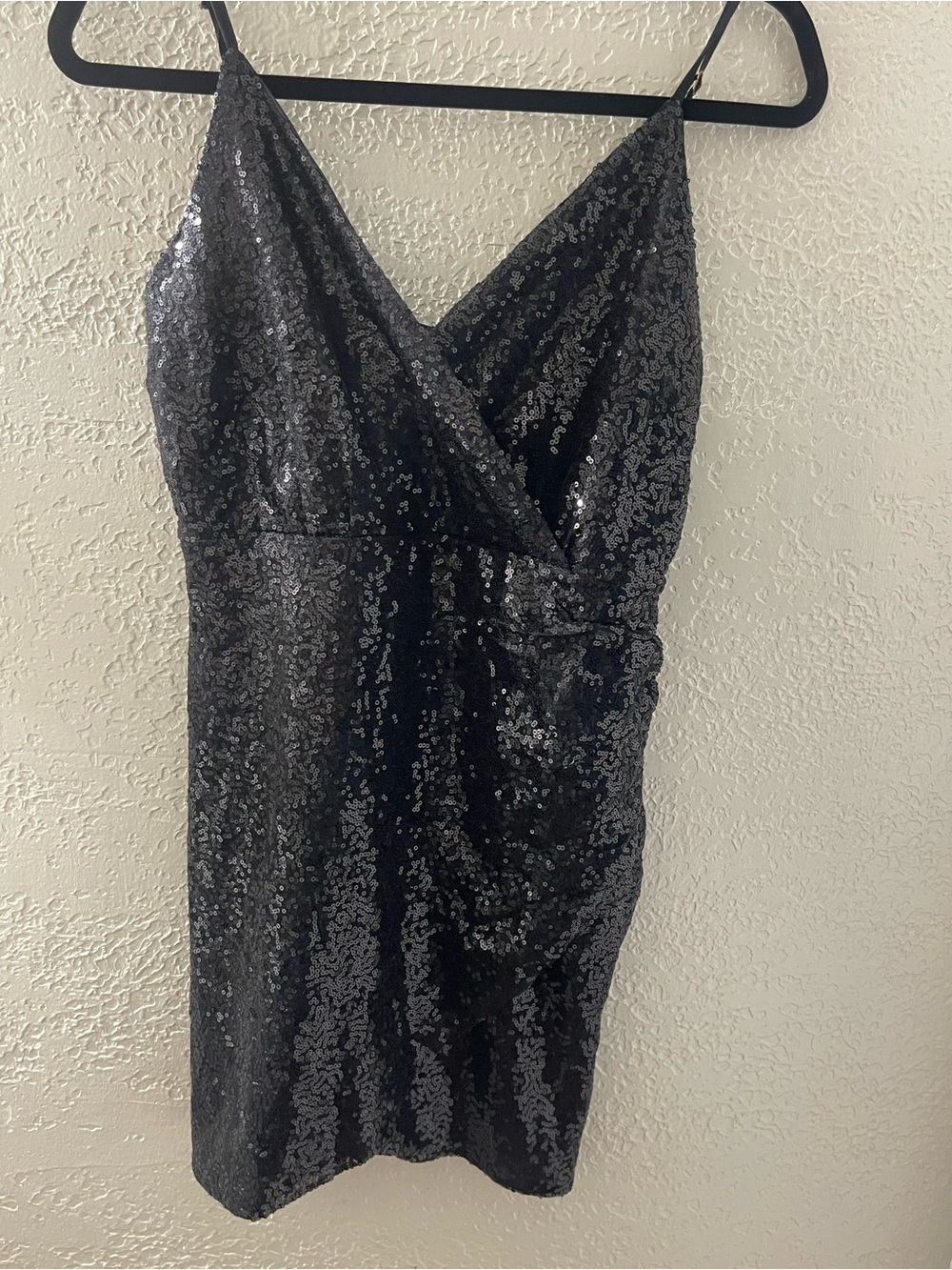 SUBLIME Women’s Black Sequin Wrap-Front Cocktail Dress Small